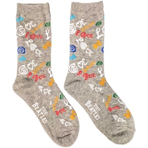 The Beatles / Love Pattern Ankle Socks (Grey, 남/녀)
