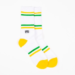 Sub Pop/ White With Yellow And Green Logo Socks(2-3일 내 배송 가능)