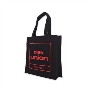 Disk Union Japan / Diskunion Square Logo Tote Bag (Bag, Black/RED, 16oz Heavy Canvas, Hand Silk Printed) *2-3일 이내 발송.