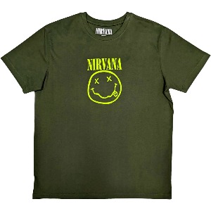NIRVANA / Yellow Smiley ON GREEN (T-Shirt) *L 2-3일 이내 발송.